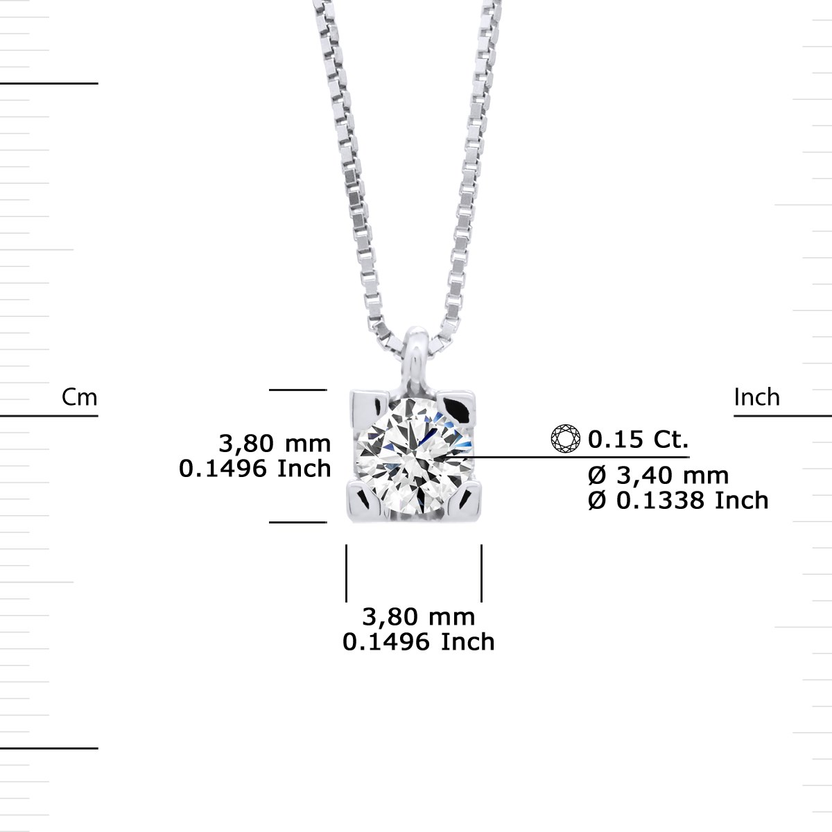 Collier Solitaire Diamant 0,15 Cts Or Blanc - vue 3