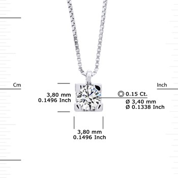 Solitaire Diamond Necklace 0.15 Cts White Gold