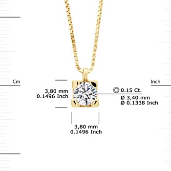 Solitaire Diamanten Ketting 0,15 Cts Geel Goud