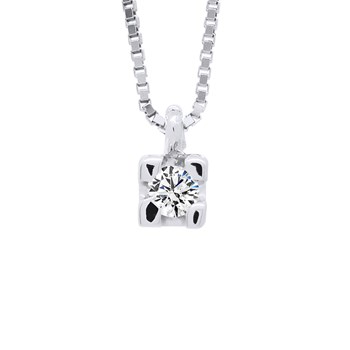 Collier Solitaire Diamant 0,030 Cts Argent 925