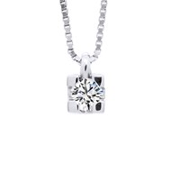 Collier Solitaire Diamant 0,070 Cts Argent 925
