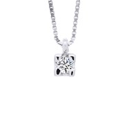 Collier Solitaire Diamant 0,030 Cts Or Blanc 18 Carats