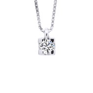 Collier Solitaire Diamant 0,070 Cts Or Blanc 18 Carats