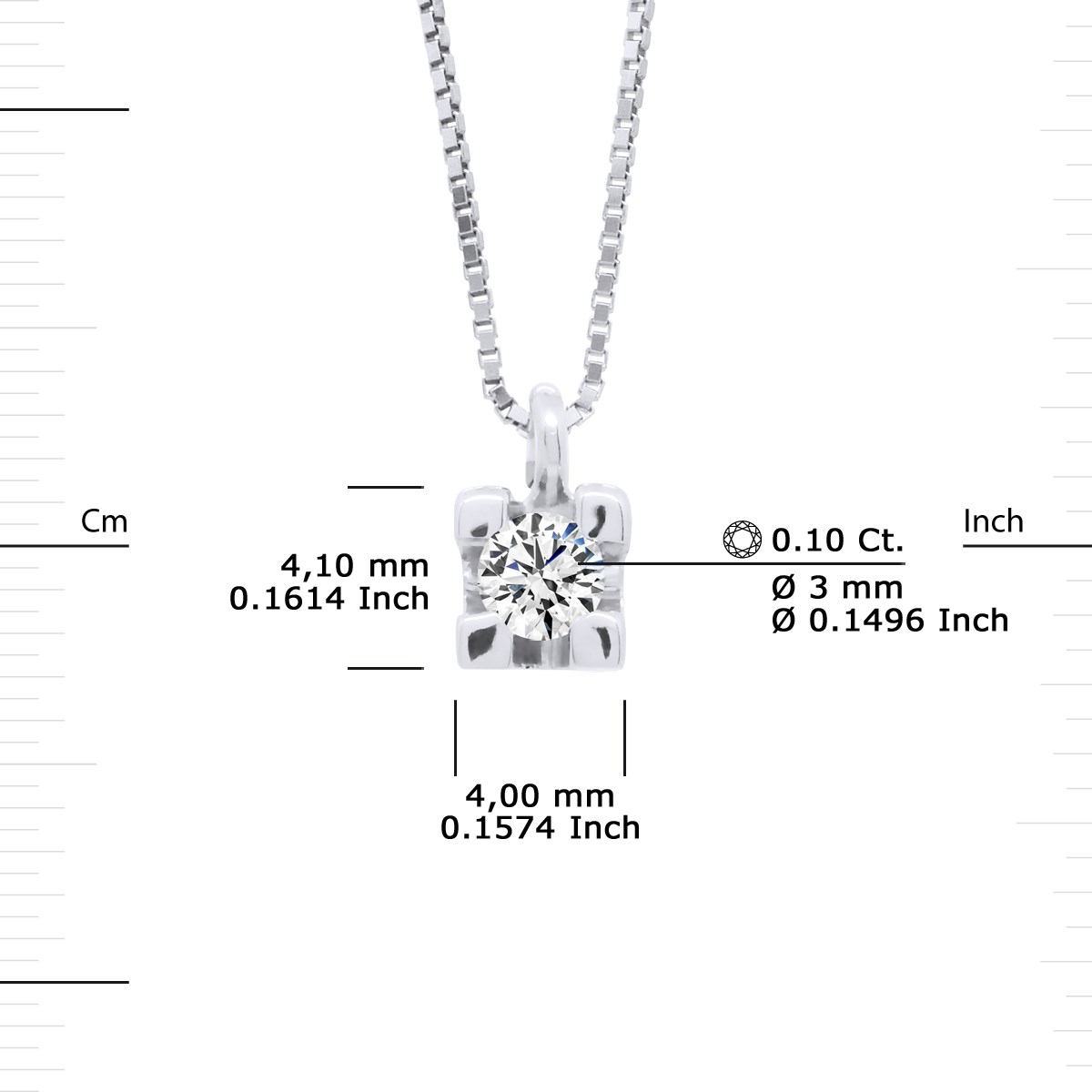 Collier Solitaire Diamant 0,10 Cts Or Blanc 18 Carats - vue 3