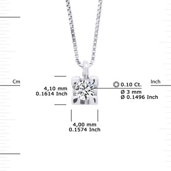 Solitaire Diamond Necklace 0.10 Cts 18 Carat White Gold