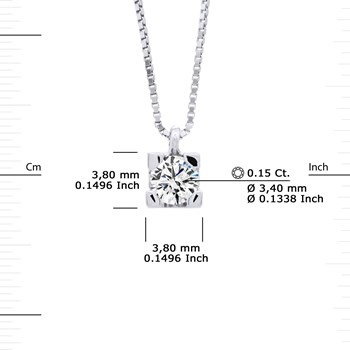Solitaire Diamond Necklace 0.15 Cts 18 Carat White Gold