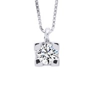 Collier Solitaire Diamant 0,20 Cts Or Blanc 18 Carats