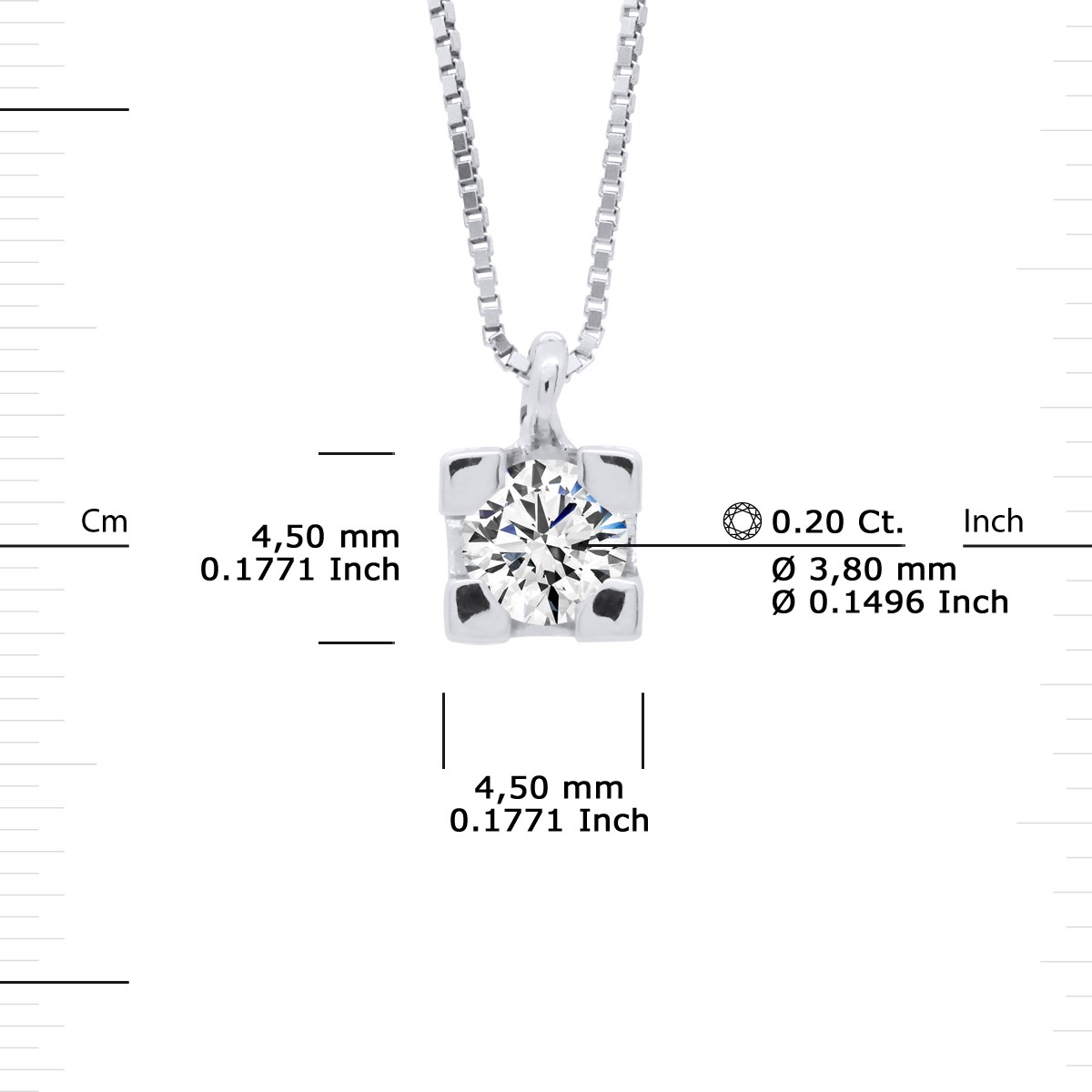 Collier Solitaire Diamant 0,20 Cts Or Blanc 18 Carats - vue 3