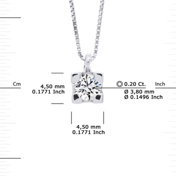Solitaire Diamond Necklace 0.20 Cts 18 Carat White Gold