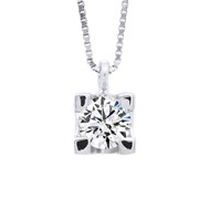 Collier Solitaire Diamant 0,30 Cts Or Blanc 18 Carats