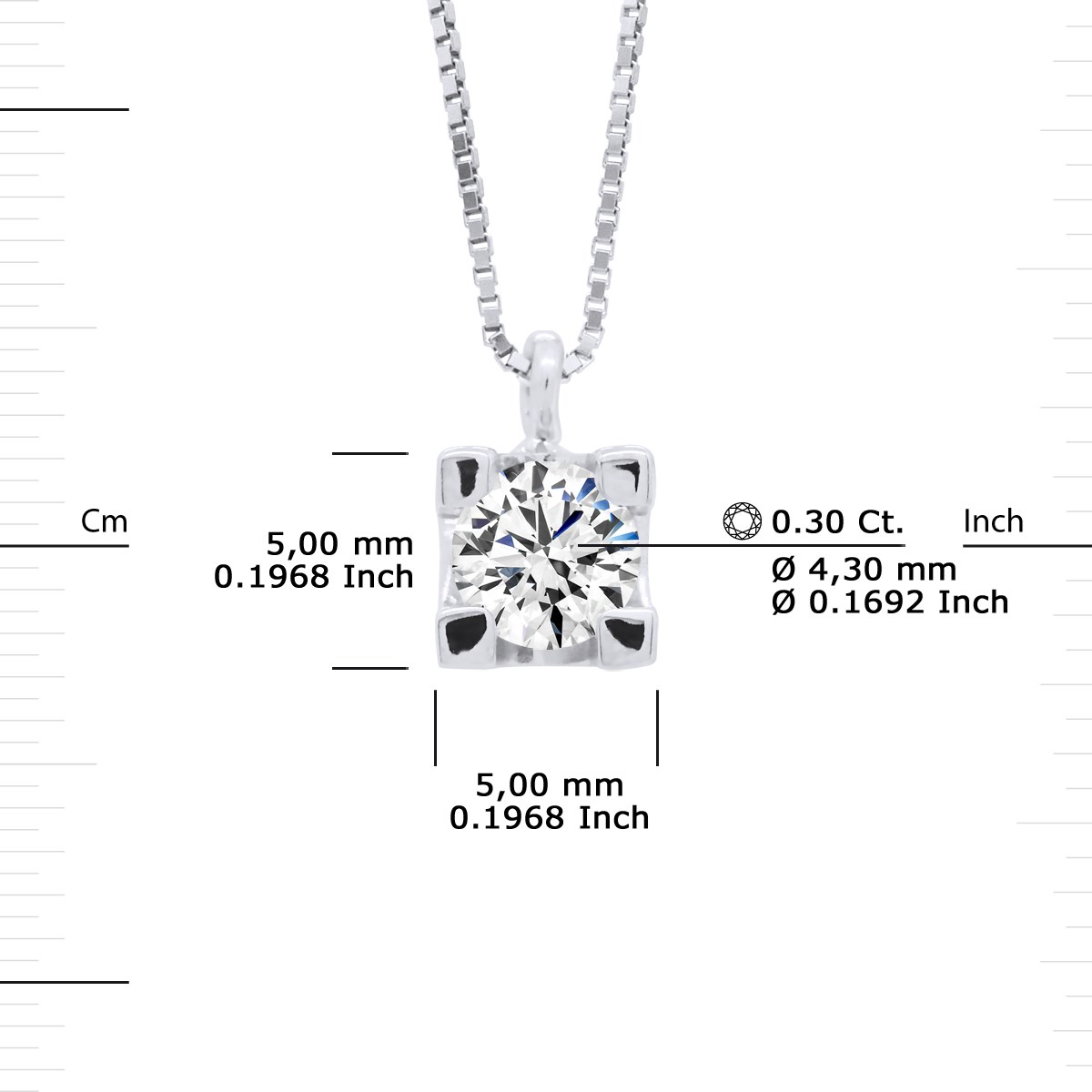Collier Solitaire Diamant 0,30 Cts Or Blanc 18 Carats - vue 3