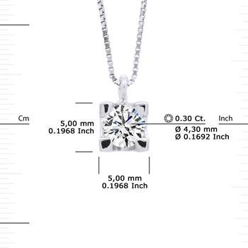 Solitaire Diamond Necklace 0.30 Cts 18 Carat White Gold