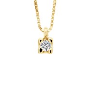 Collier Solitaire Diamant 0,030 Cts Or Jaune 18 Carats