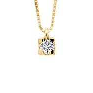 Collier Solitaire Diamant 0,070 Cts Or Jaune 18 Carats