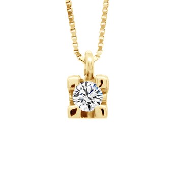 Solitaire Diamond Necklace 0,10 Cts 18 Carat Yellow Gold