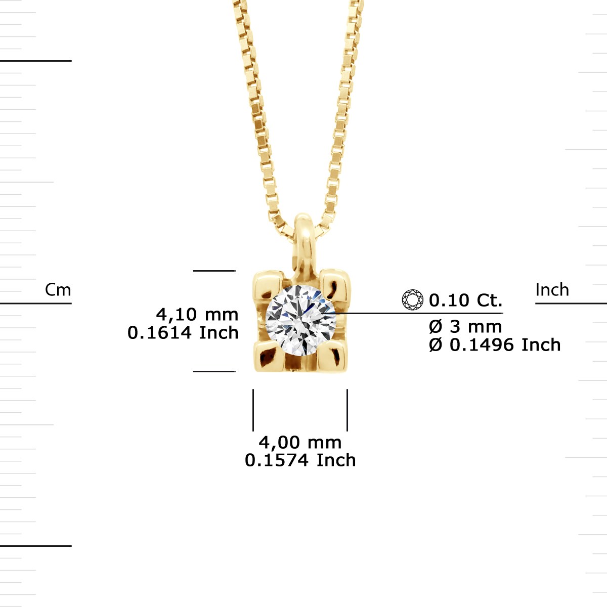 Collier Solitaire Diamant 0,10 Cts Or Jaune 18 Carats - vue 3