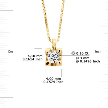 Solitaire Diamond Necklace 0,10 Cts 18 Carat Yellow Gold