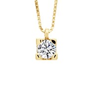 Collier Solitaire Diamant 0,15 Cts Or Jaune 18 Carats