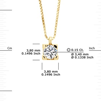 Solitaire Diamond Necklace 0.15 Cts 18 Carat Yellow Gold