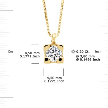 Solitaire Diamond Necklace 0.20 Cts 18 Carat Yellow Gold