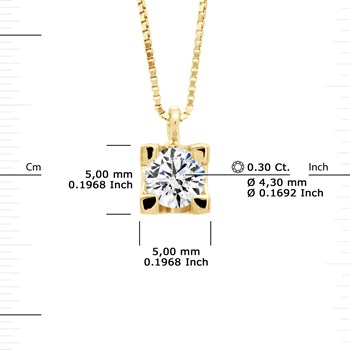 Solitaire Diamond Necklace 0.30 Cts 18 Carat Yellow Gold