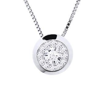 Necklace Diamonds 0.15 Cts Set Illusion 18 Carat White Gold