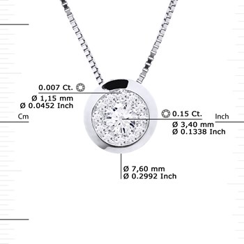 Necklace Diamonds 0.15 Cts Set Illusion 18 Carat White Gold