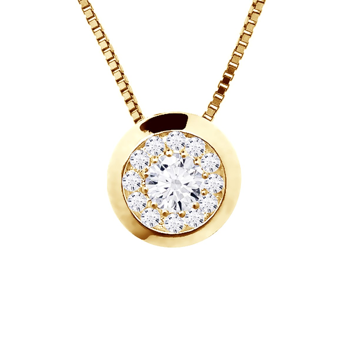 Collier Diamants 0,15 Cts Serti Illusion Or Jaune 18 Carats