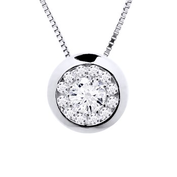 Necklace Diamonds 0.25 Cts Set Illusion 18 Carat White Gold