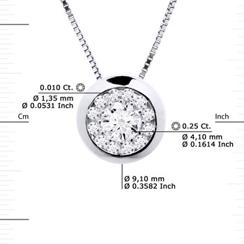 Necklace Diamonds 0.25 Cts Set Illusion 18 Carat White Gold