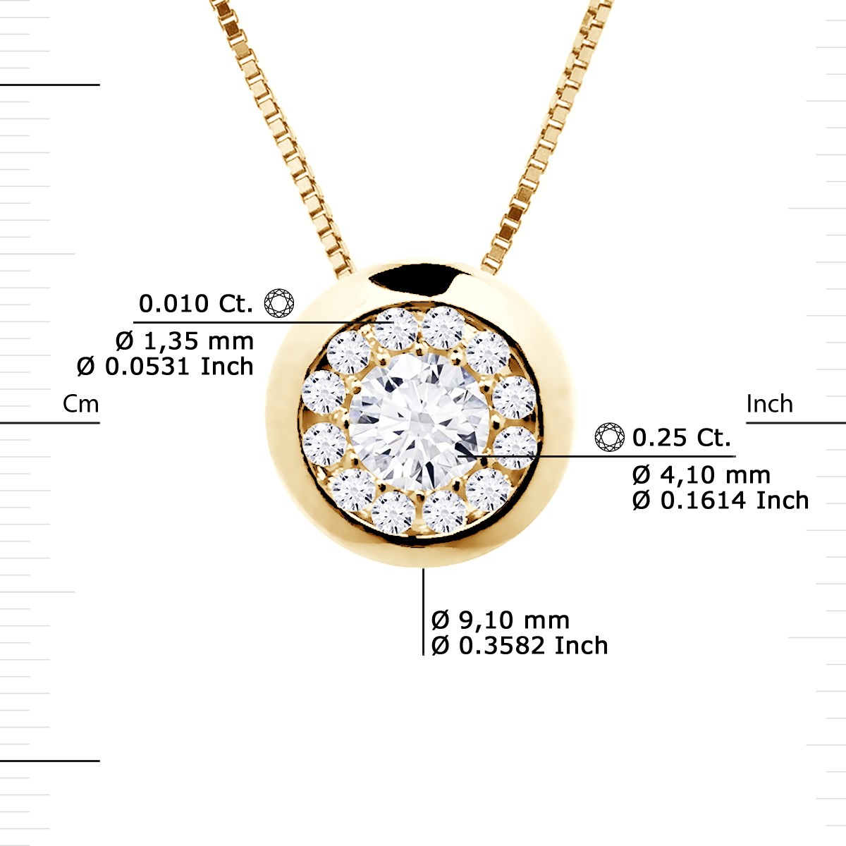 Collier Diamants 0,25 Cts Serti Illusion Or Jaune 18 Carats - vue 3