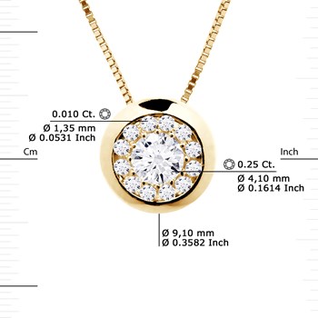 Necklace Diamonds 0.25 Cts Set Illusion 18 Carat Yellow Gold