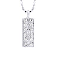 Collier Diamants 0,040 Cts Or Blanc 18 Carats