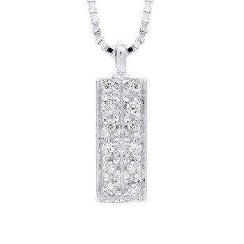 Collier Diamants 0,040 Cts Or Blanc 18 Carats