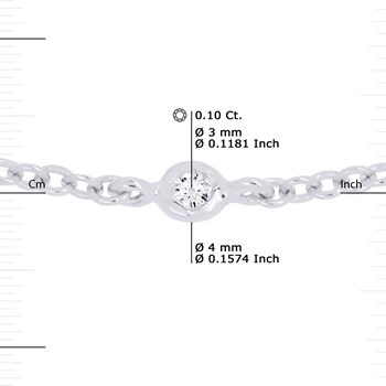 Forçat Chain Necklace with 0.10 Cts Diamonds 18 Carat White Gold