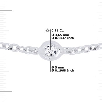Forçat Chain Necklace with 0.18 Cts Diamonds 18 Carat White Gold