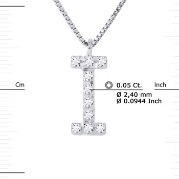 Necklace ALPHABET Diamonds 0,05 Cts LETTRE 'I' 18 Carat White Gold