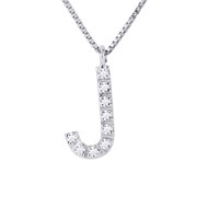 Collier ALPHABET Diamants 0,05 Cts  LETTRE 'J' Or Blanc 18 Carats