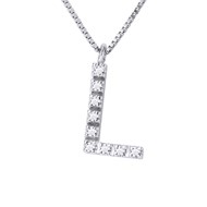 Collier ALPHABET Diamants 0,05 Cts  LETTRE 'L' Or Blanc 18 Carats
