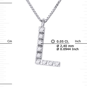 Necklace ALPHABET Diamonds 0,05 Cts LETTRE 'L' 18 Carat White Gold