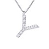 Collier ALPHABET Diamants 0,05 Cts  LETTRE 'Y' Or Blanc 18 Carats - vue V1