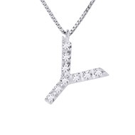 Collier ALPHABET Diamants 0,05 Cts  LETTRE 'Y' Or Blanc 18 Carats