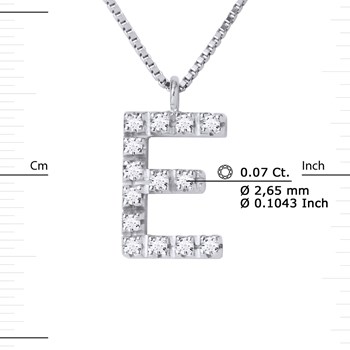 Necklace ALPHABET Diamonds 0,07 Cts LETTRE 'E' 18 Carat White Gold