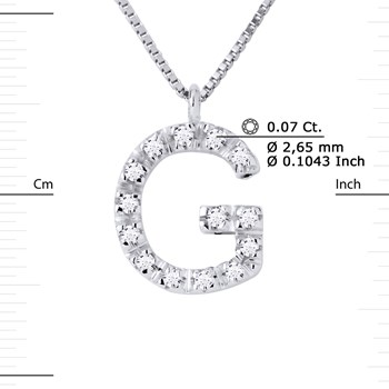 Necklace ALPHABET Diamonds 0,07 Cts LETTRE 'G' 18 Carat White Gold