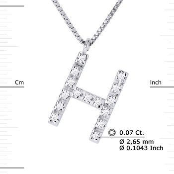 Necklace ALPHABET Diamonds 0,07 Cts LETTRE 'H' 18 Carat White Gold