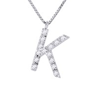 Collier ALPHABET Diamants 0,07 Cts  LETTRE 'K' Or Blanc 18 Carats