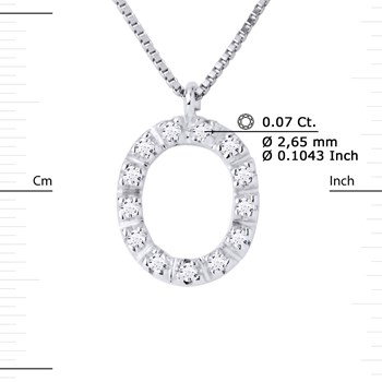 Necklace ALPHABET Diamonds 0,07 Cts LETTRE 'O' 18 Carat White Gold