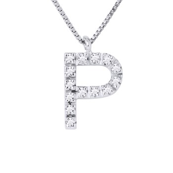 Collier ALPHABET Diamants 0,07 Cts  LETTRE 'O' Or Blanc 18 Carats