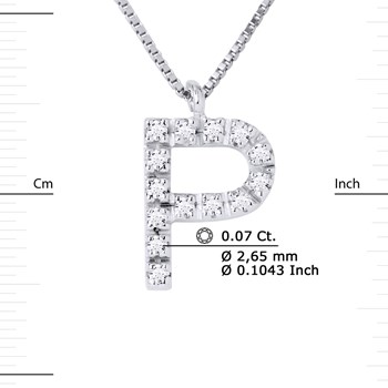 Necklace ALPHABET Diamonds 0,07 Cts LETTRE 'O' 18 Carat White Gold