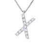 Collier ALPHABET Diamants 0,07 Cts  LETTRE 'X' Or Blanc 18 Carats - vue V1